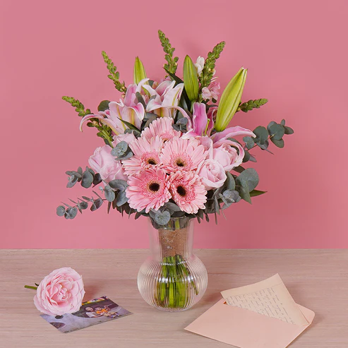 pink flowers in a vase
