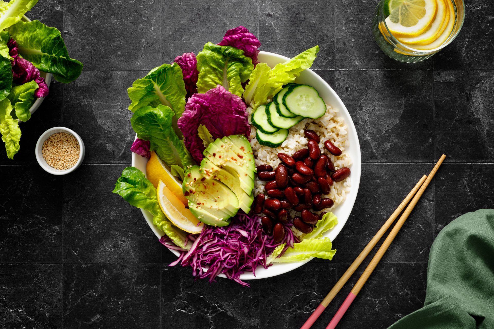 fruit and veggie rice bowl